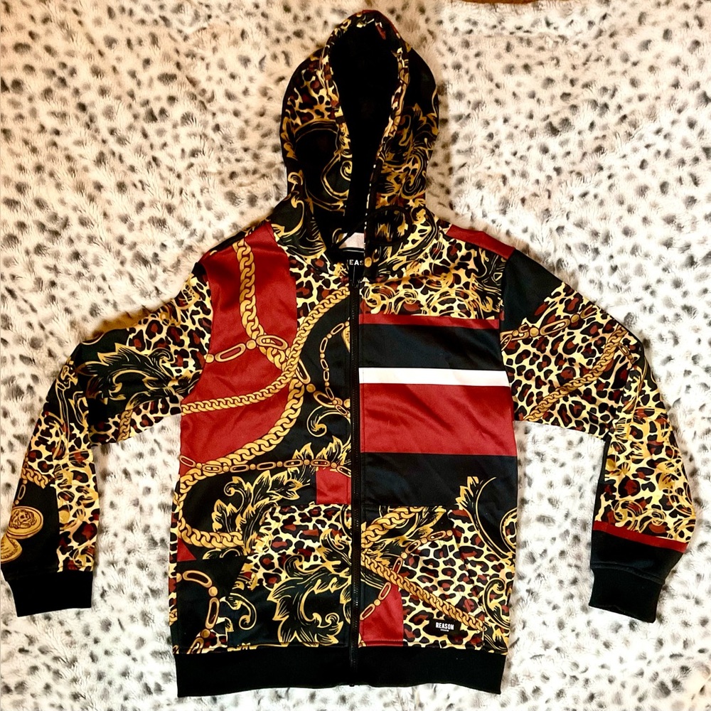 Reason  graphic print  zip up hoodie